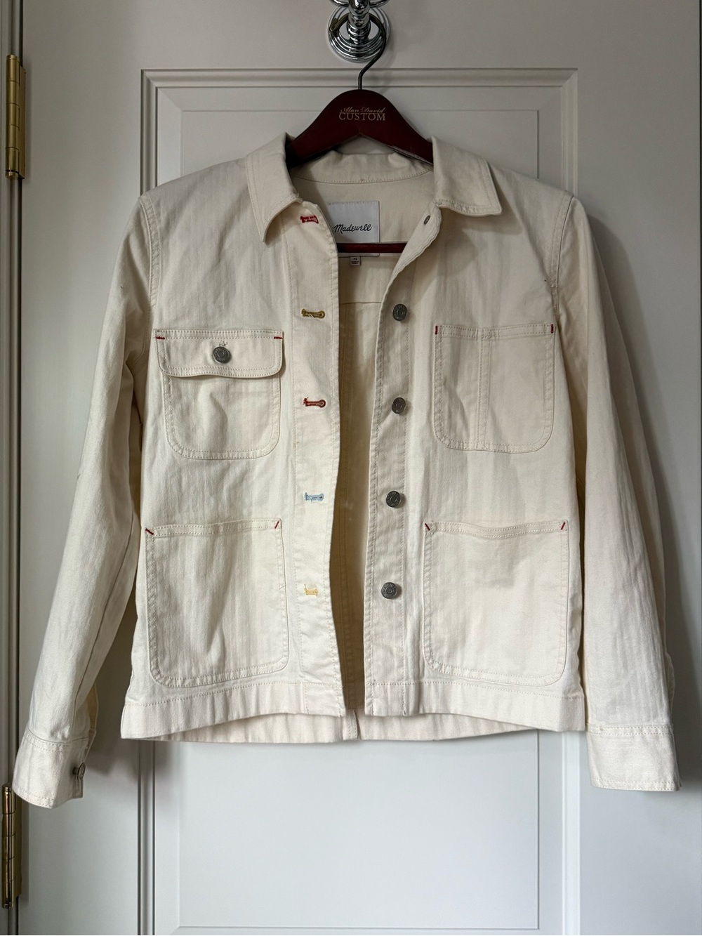 Madewell Ivory Cotton Work Jacket with Patch Pockets